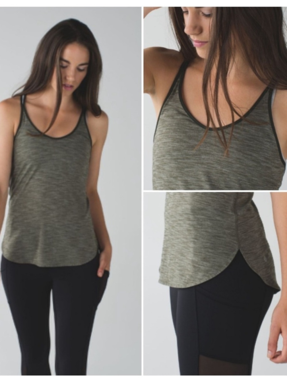 Lululemon What The Sport Singlet II Racerback Tank Heathered Fatigue Green Sz 10